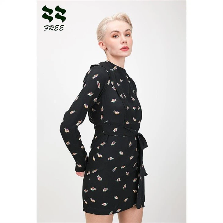 long sleeve dress tie waist